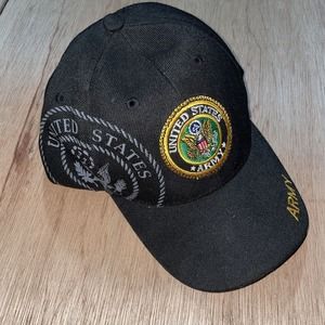 US Army Hat Cap Strap Back Black Yellow Embroidered Miltary Mens‎